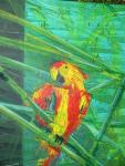 "Bambus mit Paradiesvogel" Acryl Leinen 40/60