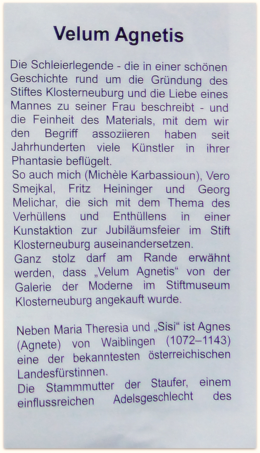 Presse 2016 -AGNES- Galerie der Modern  St.Klosterneuburg